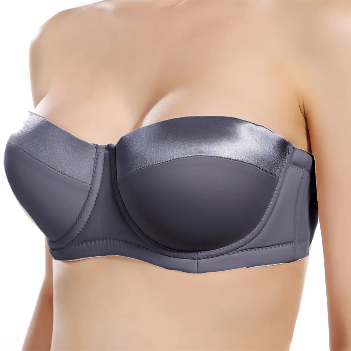 Detachable shoulder straps large size women's bra gathered together with anti slip thin style bra half cup beautiful back bra