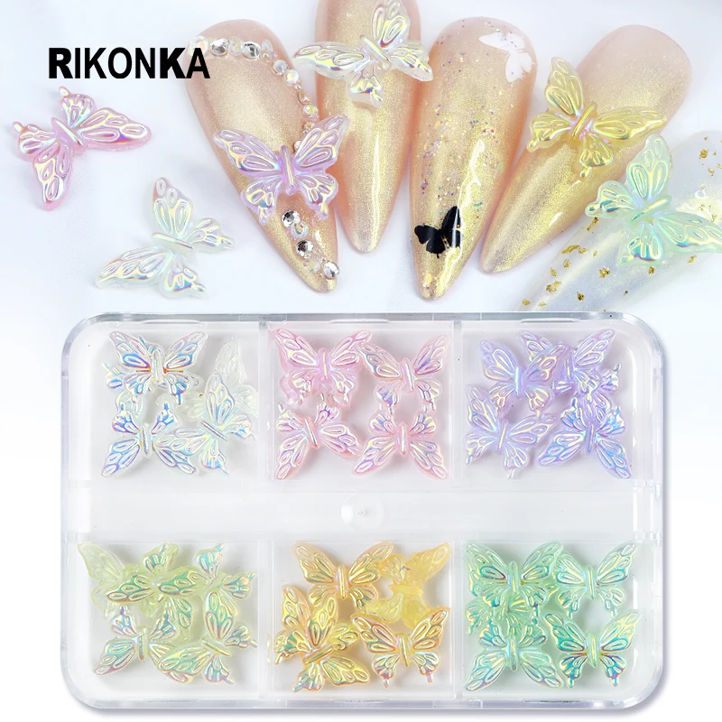 

30 шт. AB цветные прозрачные ювелирные изделия с бабочками разразы из смолы детали для дизайна ногтей украшения для летнего маникюра с подвесками