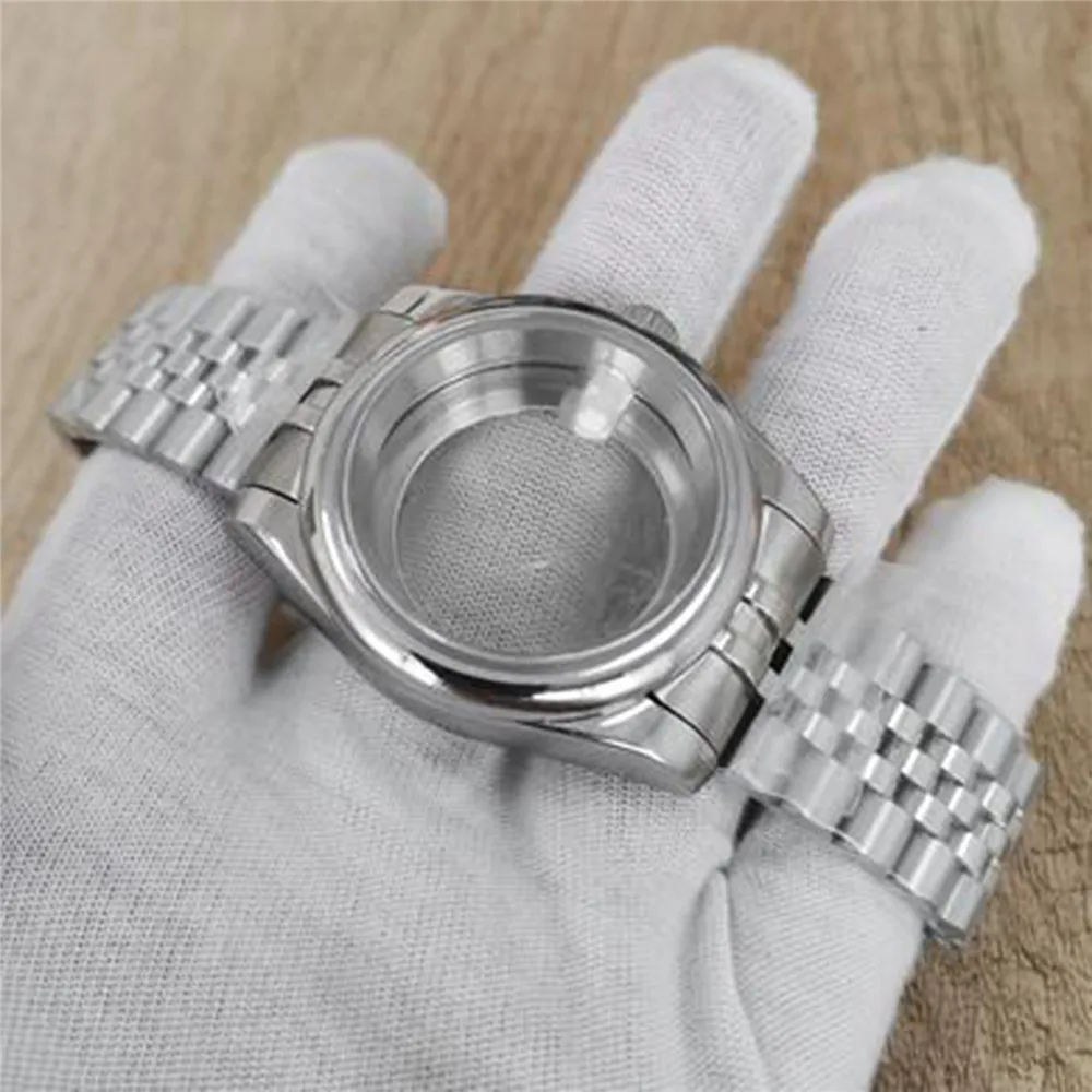 

New 39mm Oyster Perpetual Watch Case Stainless Steel Case Strap Set for NH35 NH36/4R/7S Movement Sapphire Mirror for NH35 Case