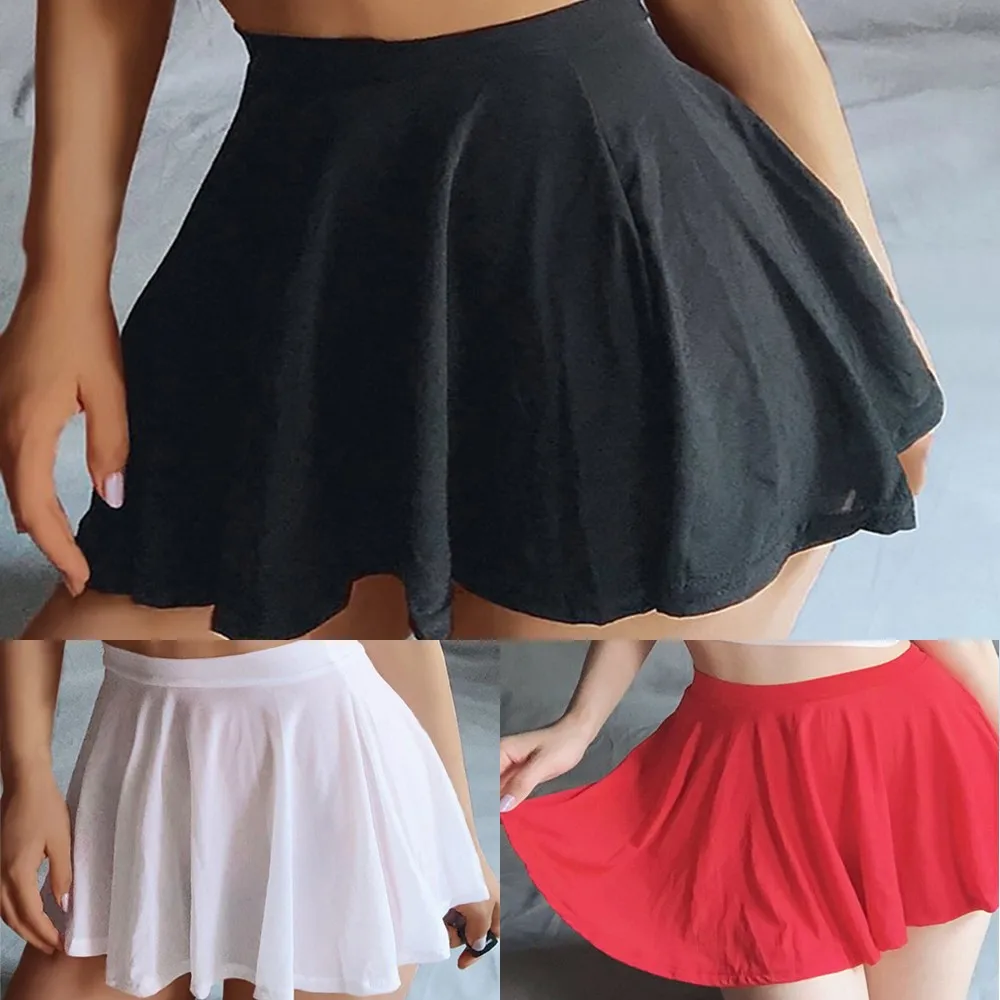Women Sexy Pleated Transparent A-Line High Rise Costume Skirt Lingerie Sheer Skirts Casual Simple Fashion Ladies Mini Skirt 6