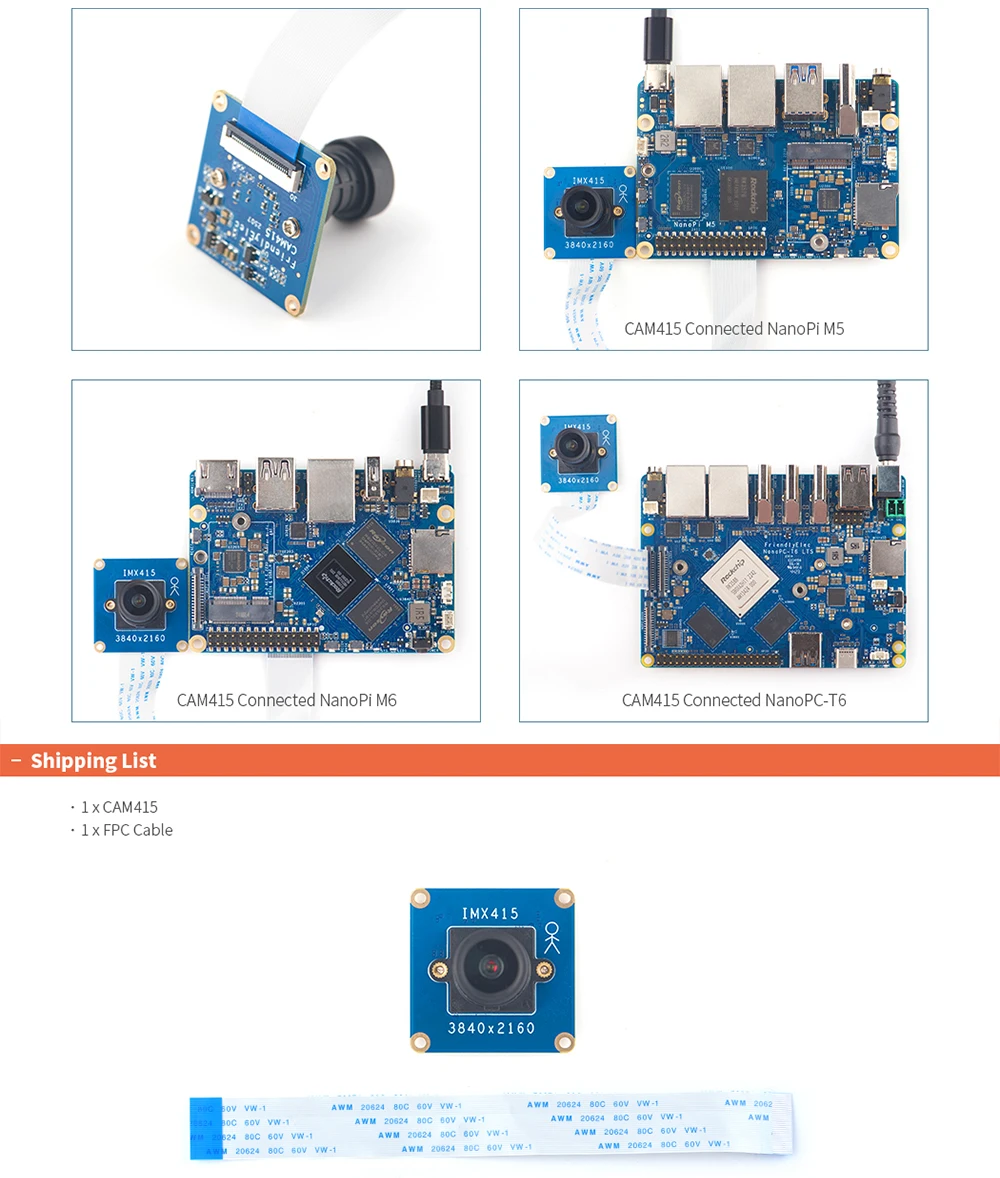 4K MIPl Camera Module CAM415 8MP STARVIS IMX415 lmage Sensor AI 4K Video Recordi