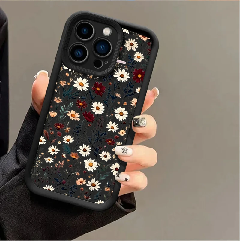 Chic Cartoon Daisy Flower Matte Silicone Phone Case