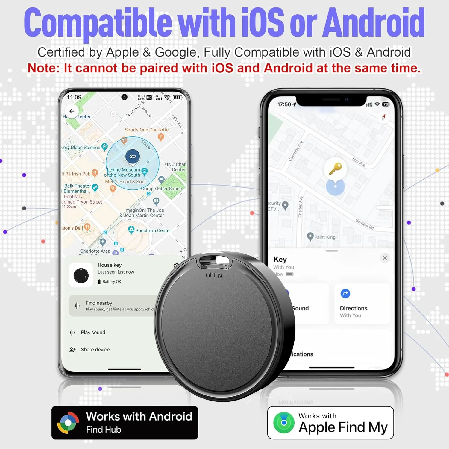 Dual System GPS Tracker for Find My/Google Find Apps - Universal Locator for Bikes and Bags