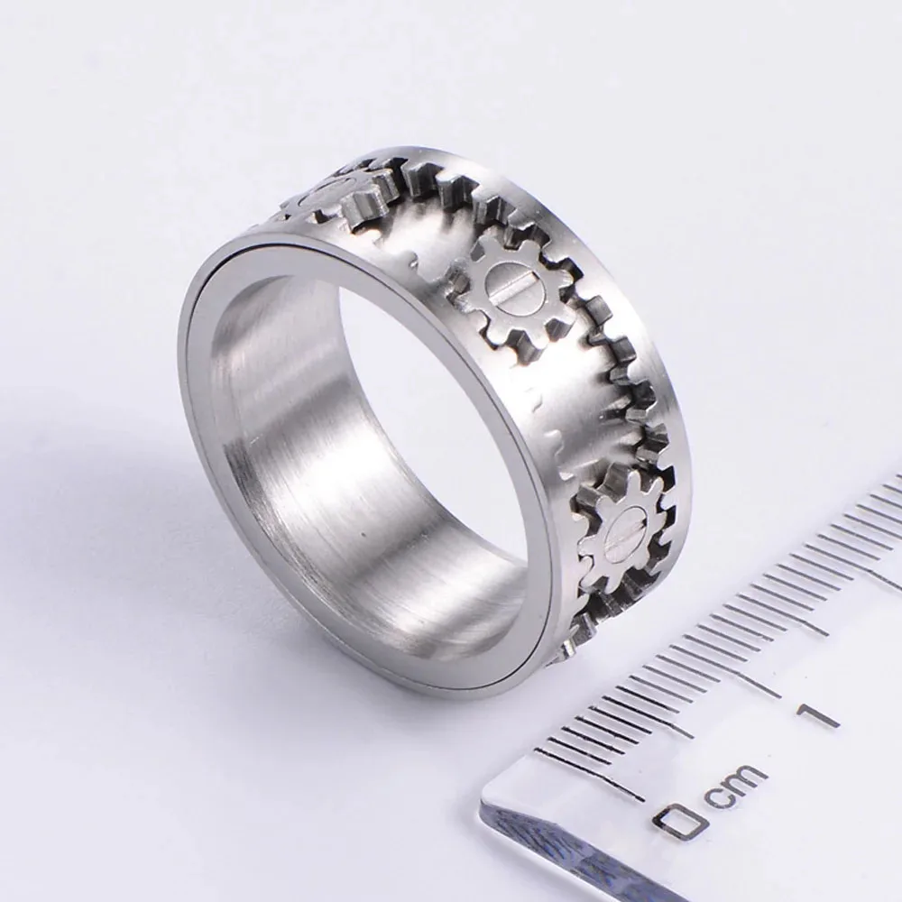 Men's Titanium Steel Rotatable Anti-Anxiety Gear Ring