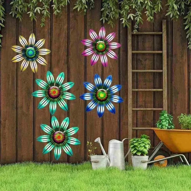 Metal Flower Wall Decoration Art Sculptures Home Bedroom Living Room Wall Hangings Garden