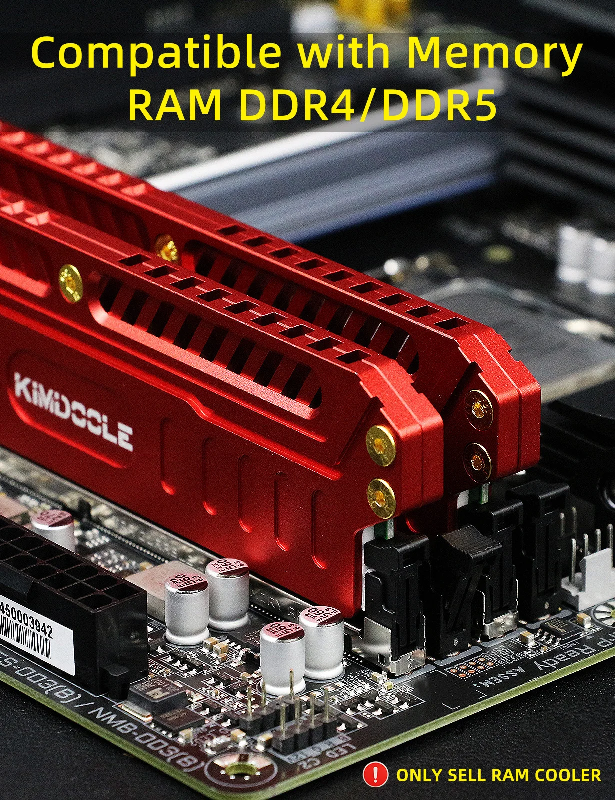 Kimdoole 알루미늄 합금 메모리 RAM 쿨러 방열판 냉각 조끼, PC RAM PC 게임 램용 오버클럭 쿨러, DDR4 DDR5