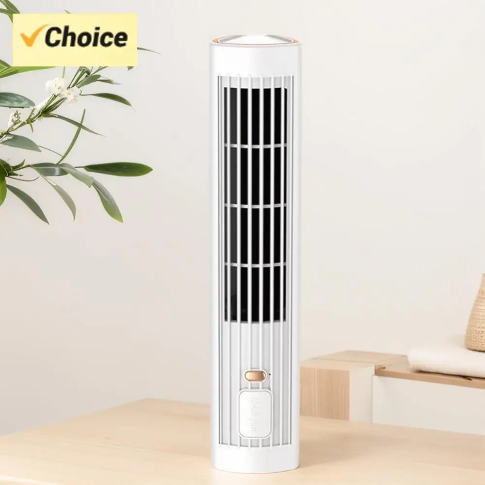 Electric Table Fan 1200mAh Mini Vertical  Bladeless Tower Fan USB Rechargeable 3 Speed Bladeless Floor Air Cooler