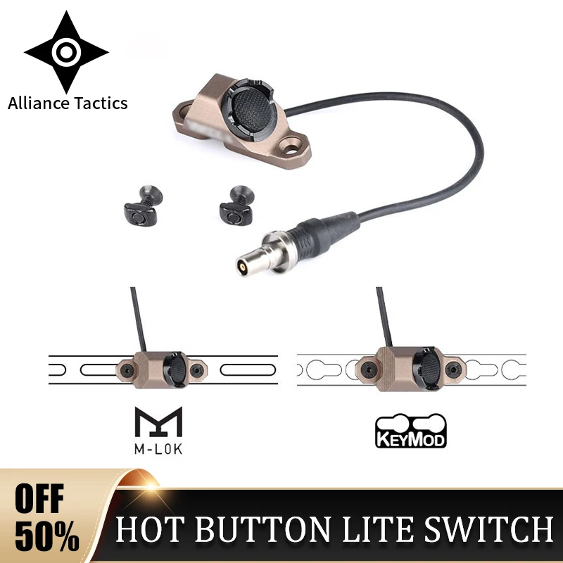 

Tactical Hot Button Remote Pressure Switch For Surefir M300 M600 Flashlight DBAL-A2 PEQ15 Fit Mlok Keymod