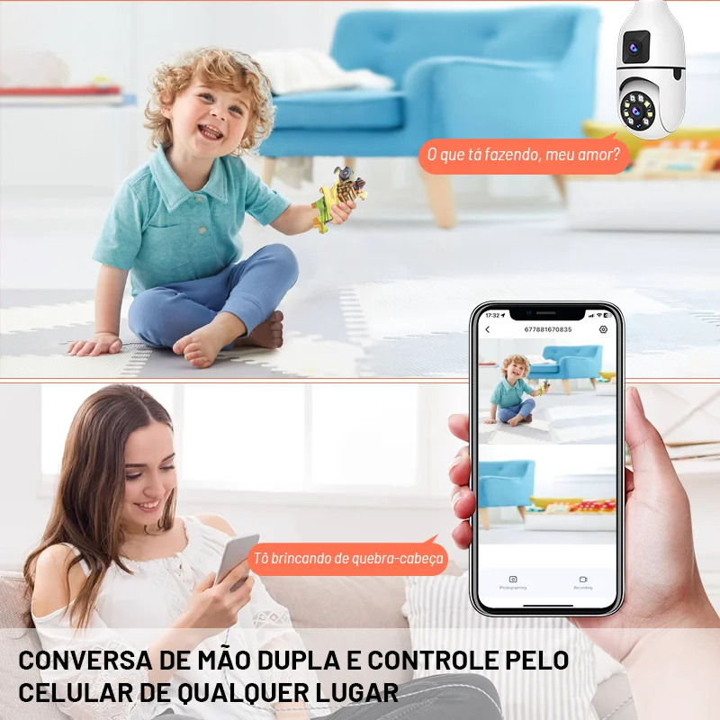 Bulb WIFI Camera Dual Lens Security Video Indoor Surveillance Human Tracking Wireless Two-way Audio Cameras Color Night Vision 6