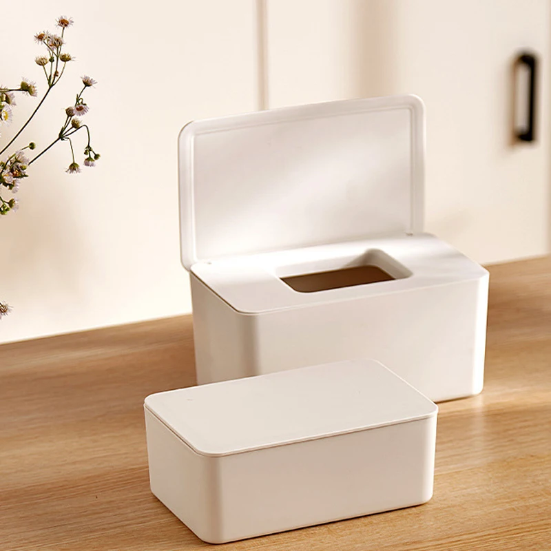 S/M Size Wet and Dry Tissue Box with Cover Portable Kitchen Bathroom Plastic Wet Wipes Napkin Press Tissue Box Holder Container 5