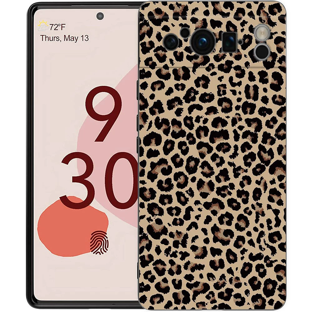 Luxury Black Soft TPU Phone Case with Pink Leopard Print Pattern