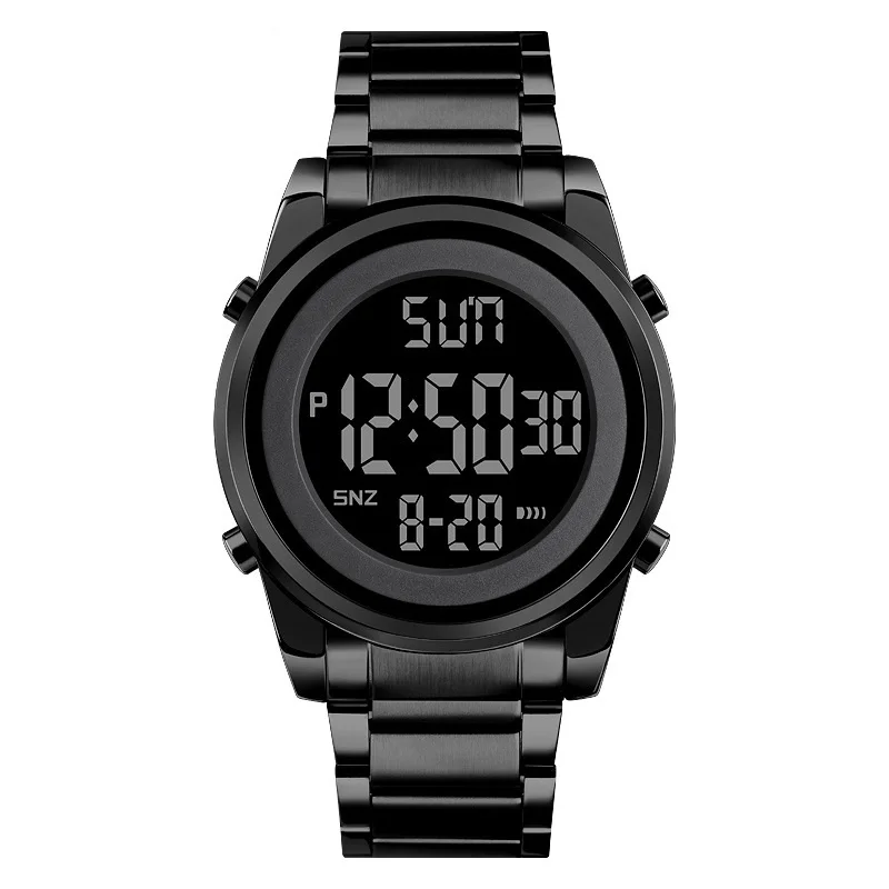 Fashion Luxury Men Led Digital Wristwatch Stainless Steel Band Waterproof Multifunction Electronic Watches