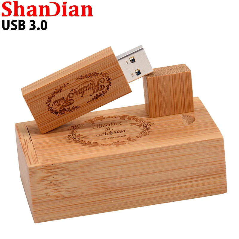 Maple Wooden Box With Custom Logo Usb 3.0 Pen Drive Memory Stick de Alta Velocidade Flash Drives 64gb 128gb 32gb 16gb 8gb 4gb Lote 10pc - Imagem 3
