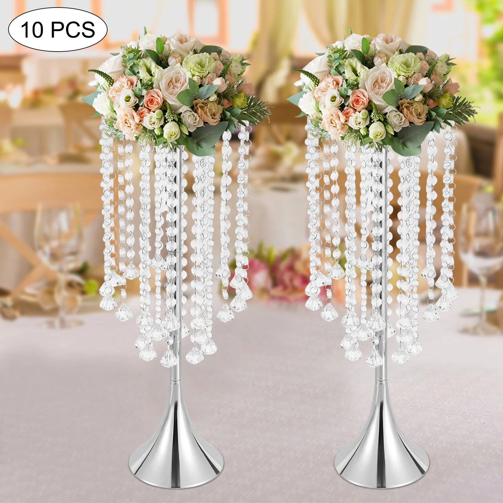 

Flower Stand Wedding Centerpieces Trumpet Luxurious Crystal Tabletop Flower Vases for Wedding Party Dinner Event Decor