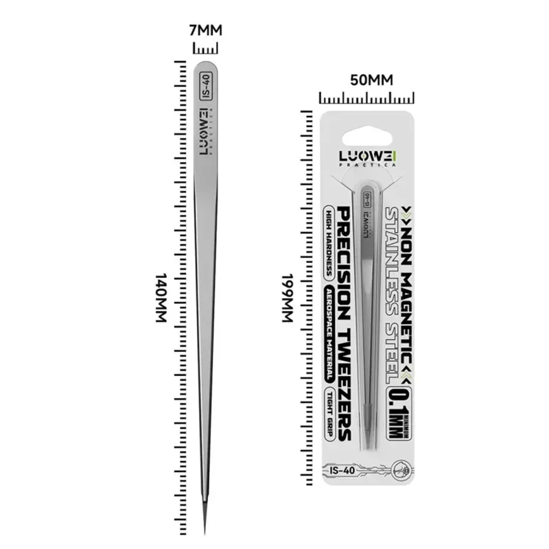 LUOWEI IS-40 High Precision Tweezers for Mobile Phone Repair High Hardness Ultra-fine Straight Tips Jump Wire Clamping Tools precision tweezers tweezer tool phone repair tweezers