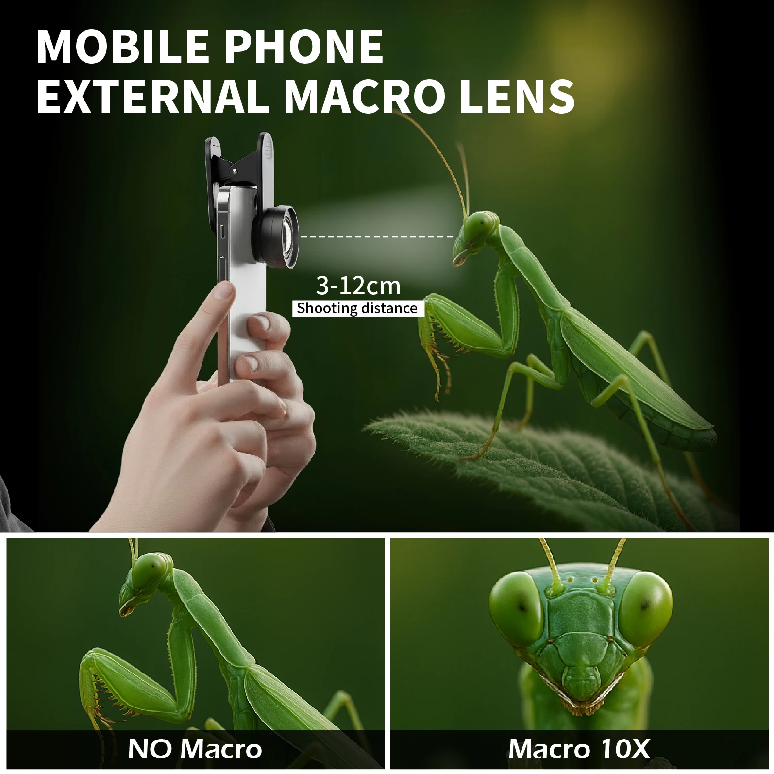 Universal 10X HD Macro Phone Lens with Clip-On Design for Enhanced Mobile Photography