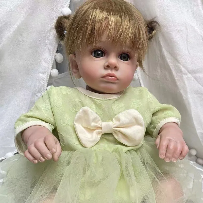 

55CM Soft Body Silicone Reborn Toddler Doll Lifelike Newborn Flexible 3D Skin Tone with Veins Premie Boneca Art Toy Child Gift