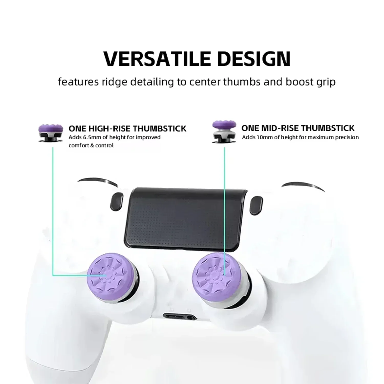 High-Rise Performance Thumbsticks for Playstation 4 5 Joystick Analog Stick Caps Soft Precision Ring for PS4/PS5/8BitDo Ultimate - 3
