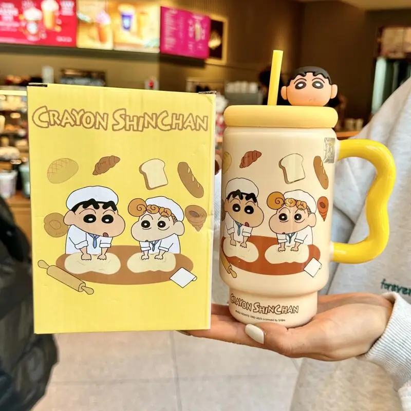 Tazza in Ceramica di Crayon Shin Chan con Coperchio e Cannuccia - immagine 6