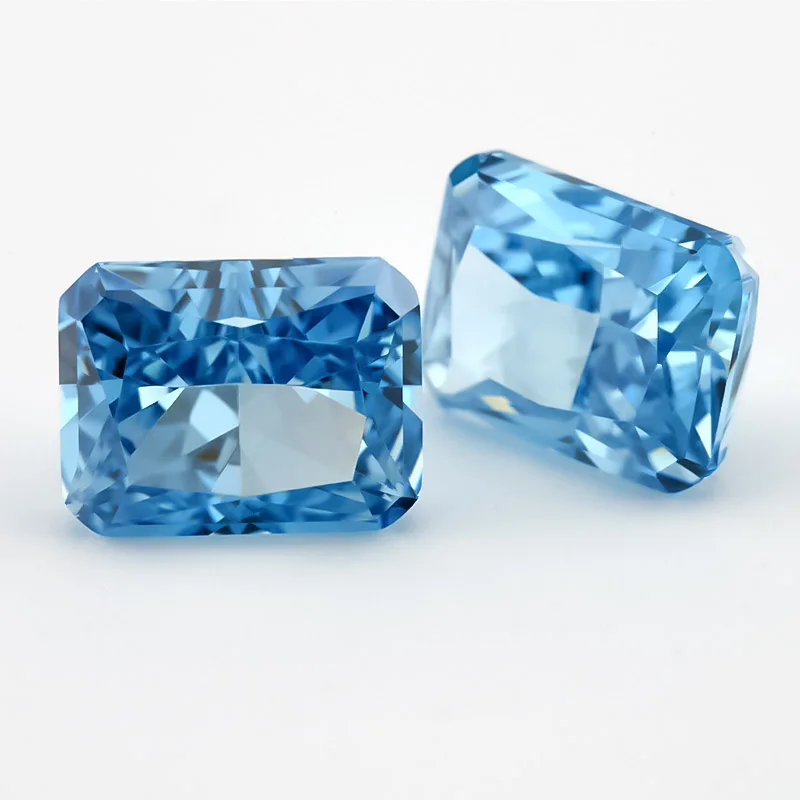 

SHIQIER 23#Fancy Blue Octangle Radiant Crushed Ice Cut Cubic Zirconia Stone 6x8mm 7x9mm 5A Loose CZ Synthetic Gems For Jewelry