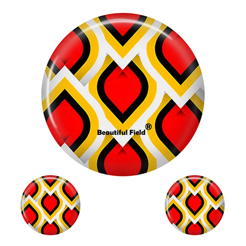 Colorful Geometric Patterned Glass Cabochon for DIY Jewelry Making, Sizes 8-40mm