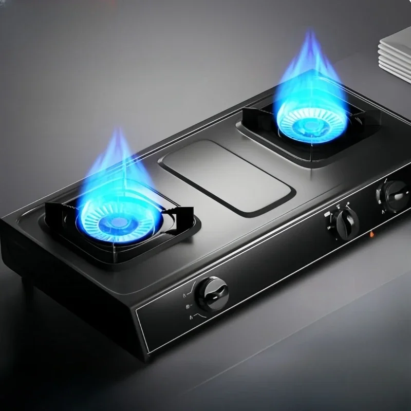 Double-head Tabletop Gas Stove Tabletop Double Stainless Stee Cooker Natural Gas Stove Liquefied Gas Fire Stove 2