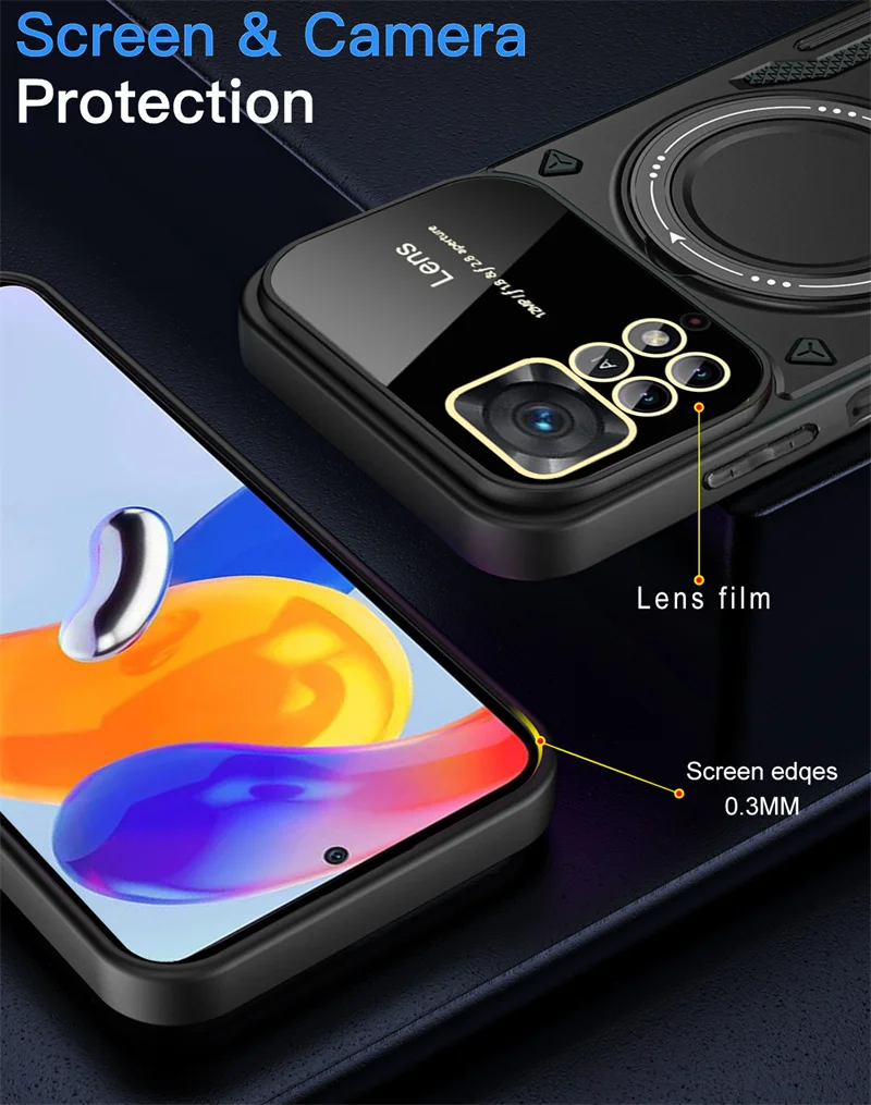 Jacyren Custodia Per IPhone 11 Pro/Pro Max: Cover TPU Trasparente Con Anello Metallico Girevole 360° E Supporto Magnetico Per Auto