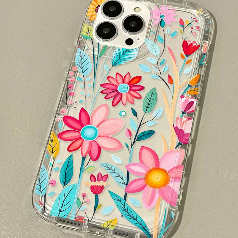 Elegant Floral Transparent Silicon Phone Case - Stylish and Durable Protection with Flower Design