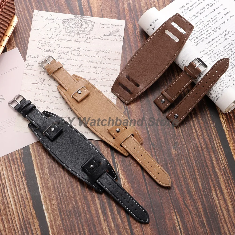 Lederarmband mit Matte Bund Base Tray 20mm 22mm 24mm Vintage Rindsleder Armbänder Schwarz Braun Armband Herren Damen Armband – Detail 11
