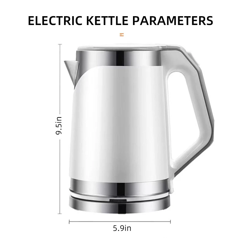 Household 2L Large Capacity Electric Kettle 304 Stainless Steel Double Layer Protection Quick Boiling Water Kettle 6