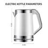 Household 2L Large Capacity Electric Kettle 304 Stainless Steel Double Layer Protection Quick Boiling Water Kettle 6