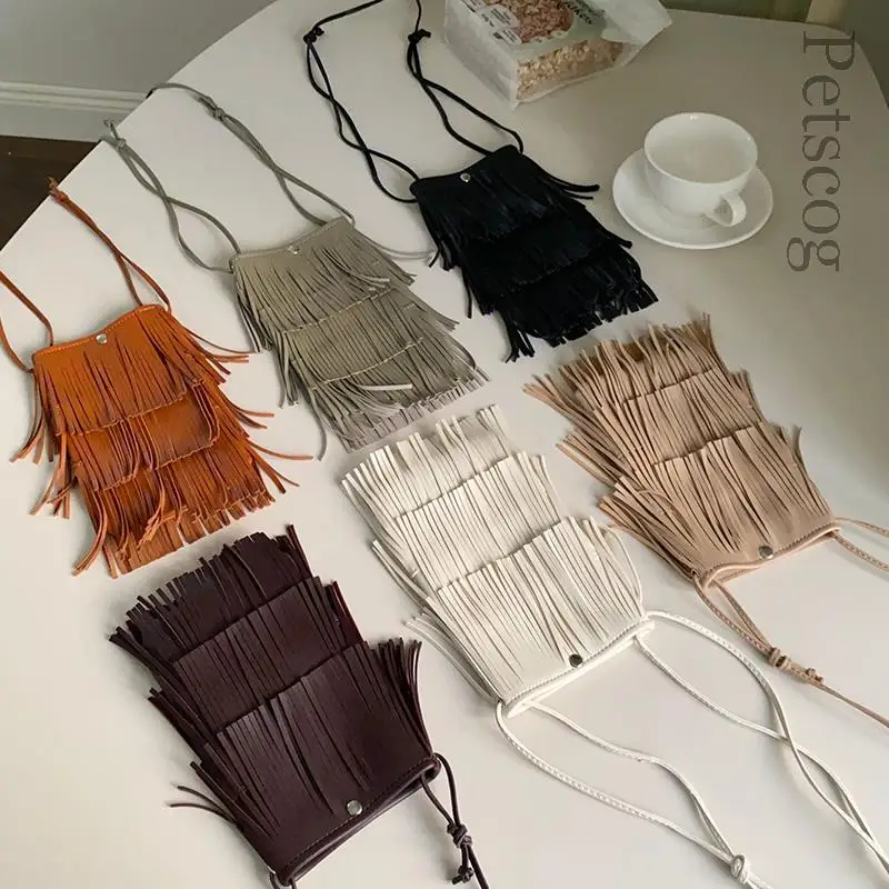 

Designer Luxury Shoulder Bag Women New Trend 2022 Tassel Pu Leather Soft Crossbody Bags Fashion Casual Ladies Phone Purse