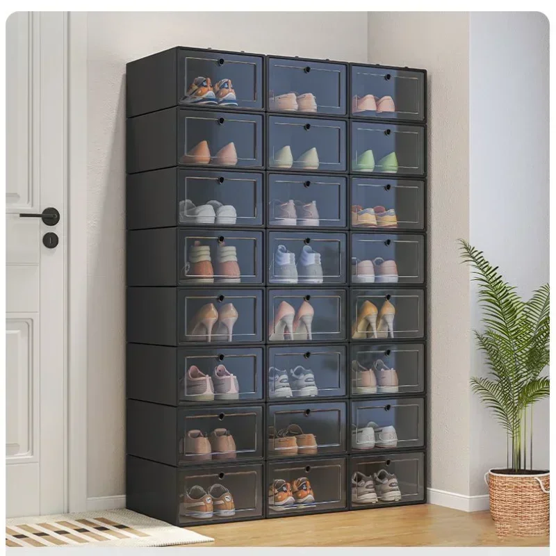 

6pcs Plastic Shoes Case Thickened Transparent Drawer Case Plastic Shoe Boxes Organizer Shoebox Stackable Box Shoe