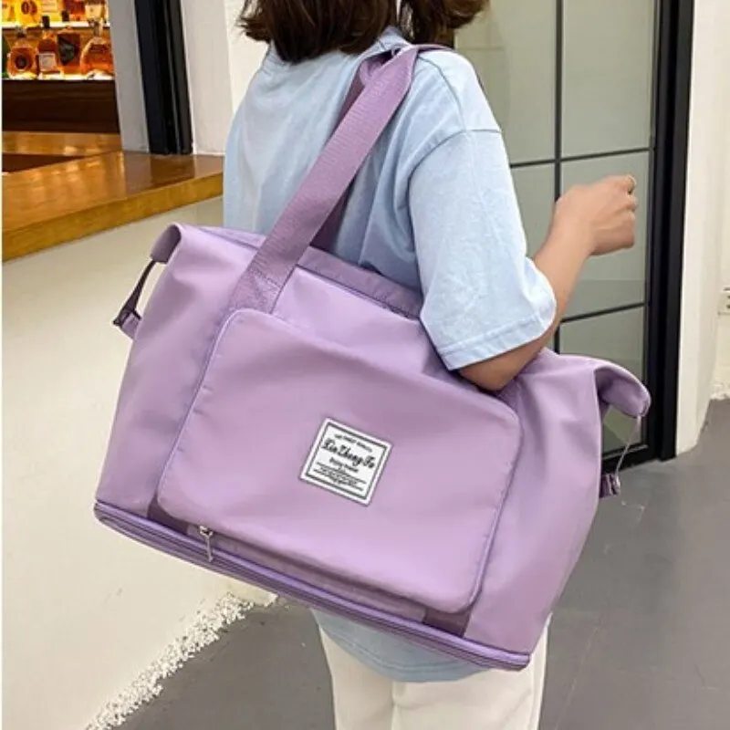 Сгъваема дамска чанта за къси разстояния, преносима с голям капацитет за съхранение на бременни, пътна чанта за фитнес
