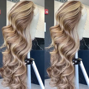 4/613 Highlight Wig Human Hair Body Wave 613 Blonde Brown Colored 13x4 HD Lace Frontal Wig Glueless Wigs Raw Human Hair Woman 1