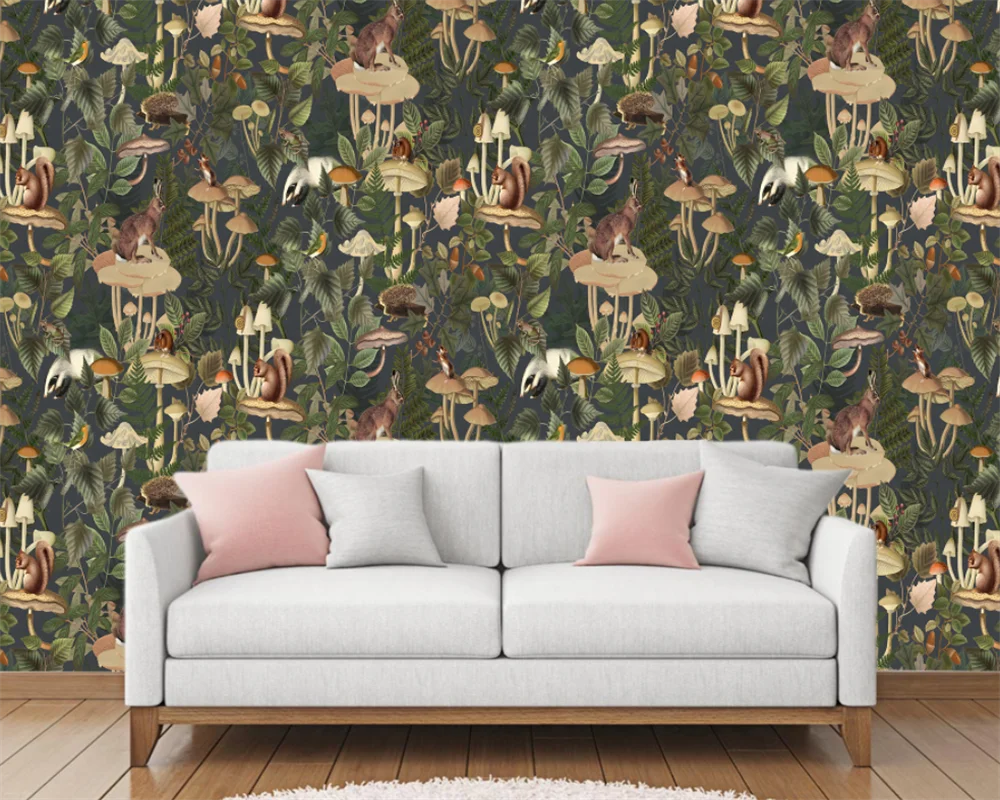 Beibehang-papel de Parede Personalizado Francês Importado Flores Esquilos Veados Animais Quarto de Criança Quarto