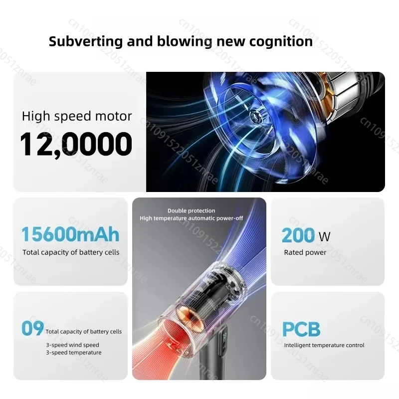 Portable Rechargeable Wireless Hair Dryer Negative Ions Usb Charging Powerful High Speed 3 Gears Hair Care for Home/Travel 6
