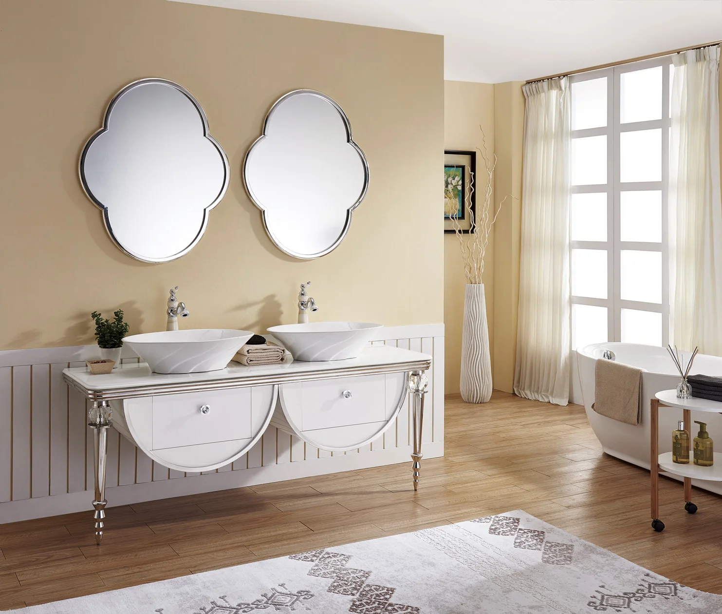 Luxury Modern Hotel Bathroom Vanity Double Basin Bathroom Cabinet