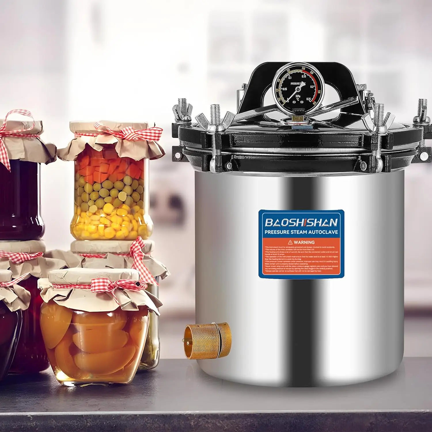 18L Electric Pressure Canner 19 QT Stainless Steel Portable Pressure Canner for Mushroom Growing, Jar Canning 1.2KW 1 6