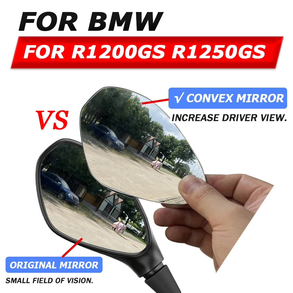 오토바이 볼록 미러 비전 향상 백미러 사이드 미러 뷰 렌즈, BMW R1200GS R1250GS R1200 R 1200 1250 GS용