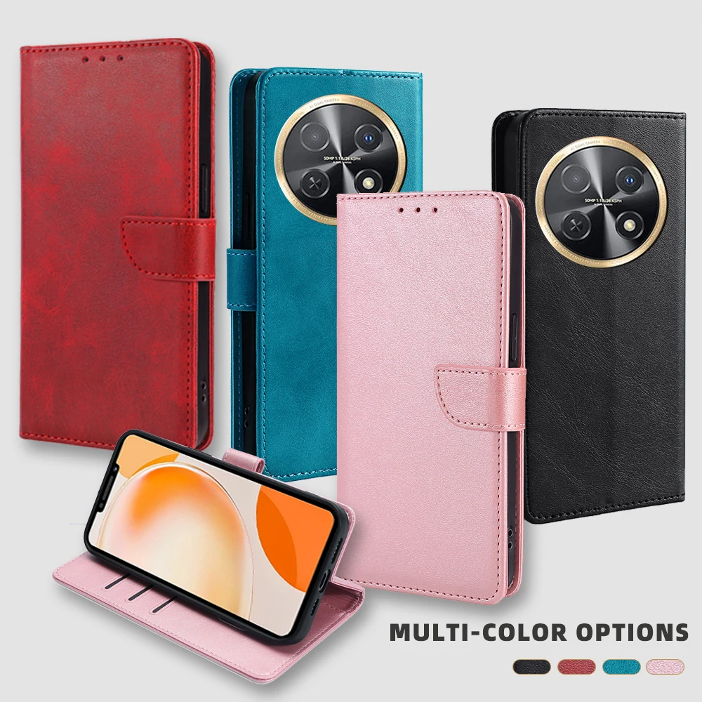 Leather Wallet Phone Case with Magnetic Buckle and Card Slots - Nova Series