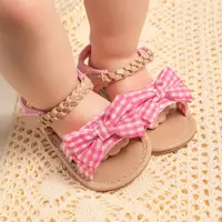 KIDSUN Summer Baby Beach Sandals Bow-knot Rubber Sole Anti-Slip Newborn Princess Toddler Crib First Walkers Baby Girls Shoes 2