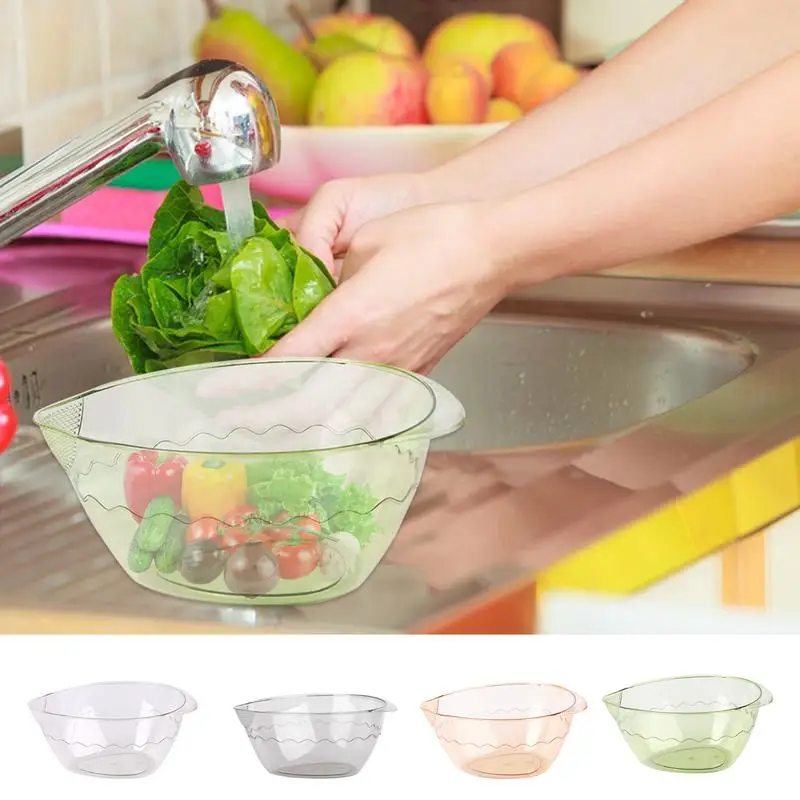 

Rice Cleaner Strainer Rice Rinser Fine Drain Holes Transparent Aerodynamic Drain Basket And Intimate Handle For Washing