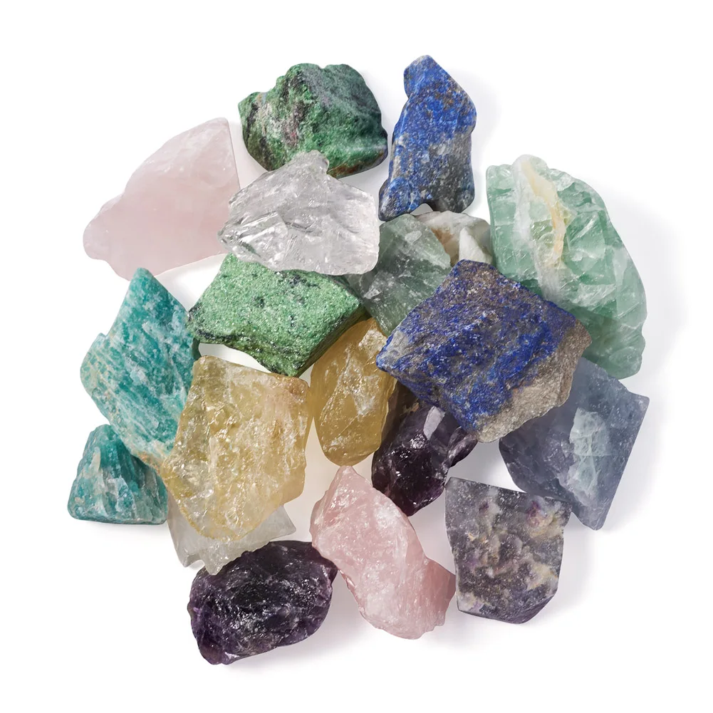 

20Pcs 10 Style Rough Raw Irregular Natural Stone Beads No Hole Amethysets Amazonites Beads For DIY Pendant Jewelry Making