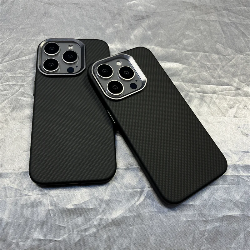 

Metal Lens frame Carbon Fibre texture Magsafe case for iphone 15 14pro 14 15Pro Max Ultrathin Wireless Charging hard back cover