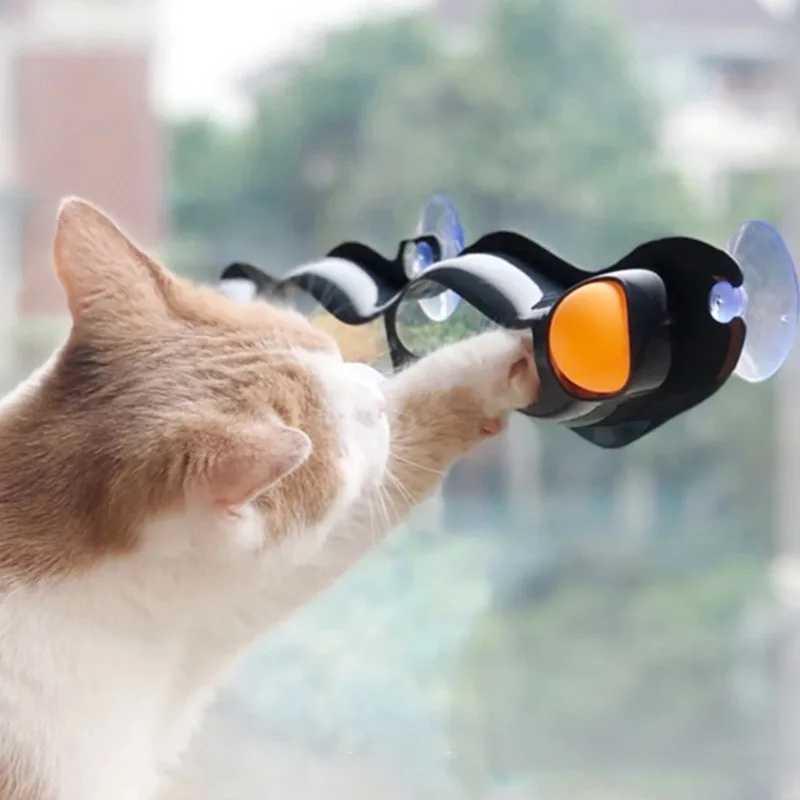 New Track Cat Toy Plastic Sucker Track Ball Pet Accessories Window Table Tennis Adsorption Glass Cat Toy Funny Cat Toys Pet Toys