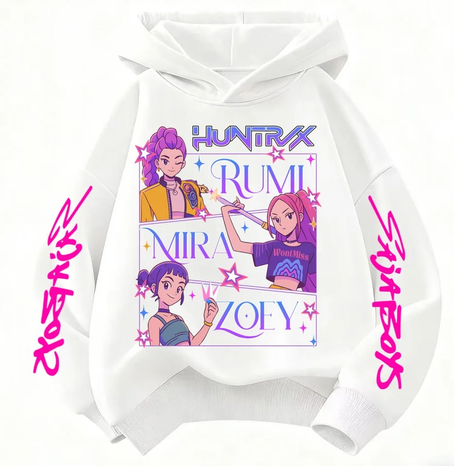 KPop Demon Hunters Officiële hoodie voor meisjes en tieners, zakken, fleece trui, Anime Demon Hunter Merch, kindercadeaus, 7-8 Jaar
