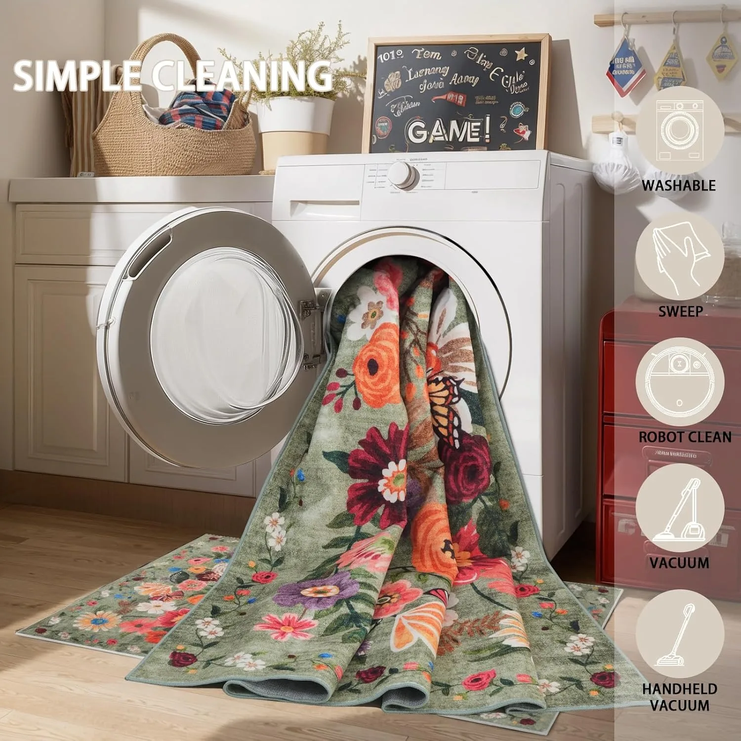 Pink Living Room Carpet Machine Washable Non-slip Wear-resistant Bedroom Rug Floral Print Cloakroom Plush Mats 러그 Ковер Alfombra