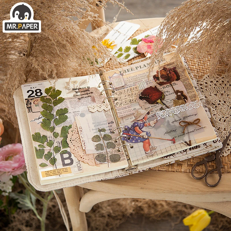 Mr.paper 8 Designs 6Pcs Weekend Flowers Deco Stickers Scrapbooking Styling Toy Deco Album DIY Stationery Stickers