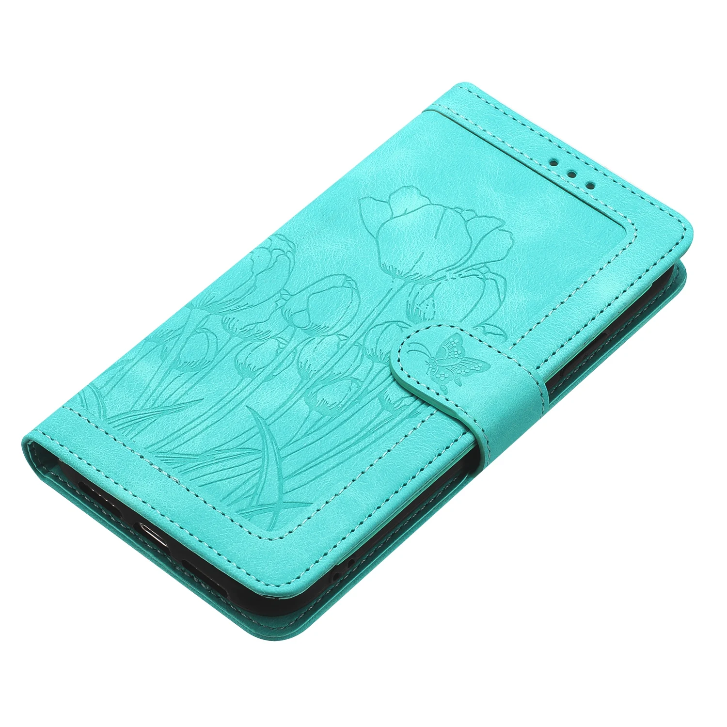 Floral Leather Wallet Flip Cover with Strap